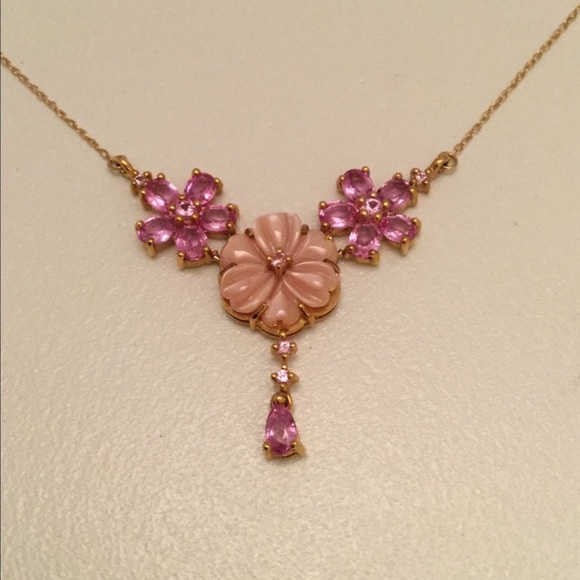 🌸HOST PICK🌸10k PINK SAPPHIRE FLOWER NECKLACE - Picture 7 of 7